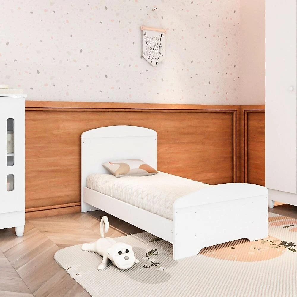 Quarto de Bebe Completo Berço 3 em 1 Eloá e Roupeiro Ariel Branco