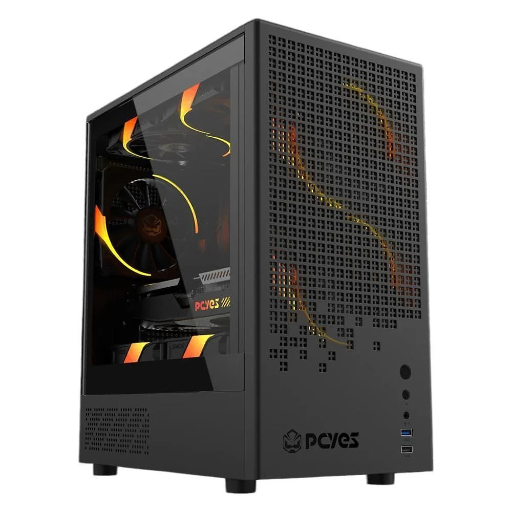 Gabinete Gamer Ozara Black Vulcan Mid Tower Mini ITX Micro ATX Lateral Vidro Preto Pcyes