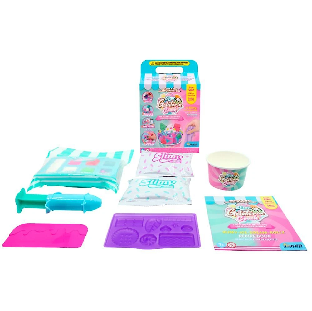 Kit slime de sorvete slimy gelateria - sorvete de rolo morango