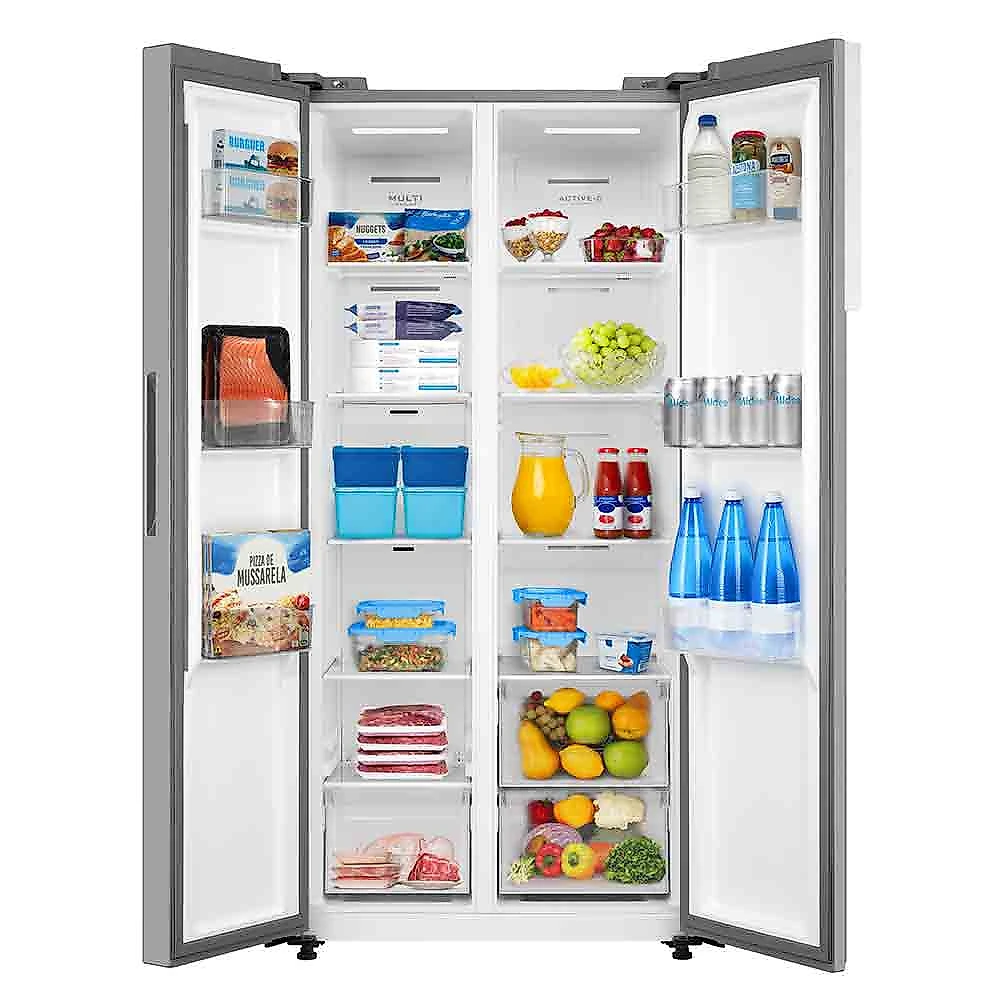 Refrigerador Side By Side Midea de 02 Portas Inverter com 442 Litros Inox Claro - MDRS598FGA041
