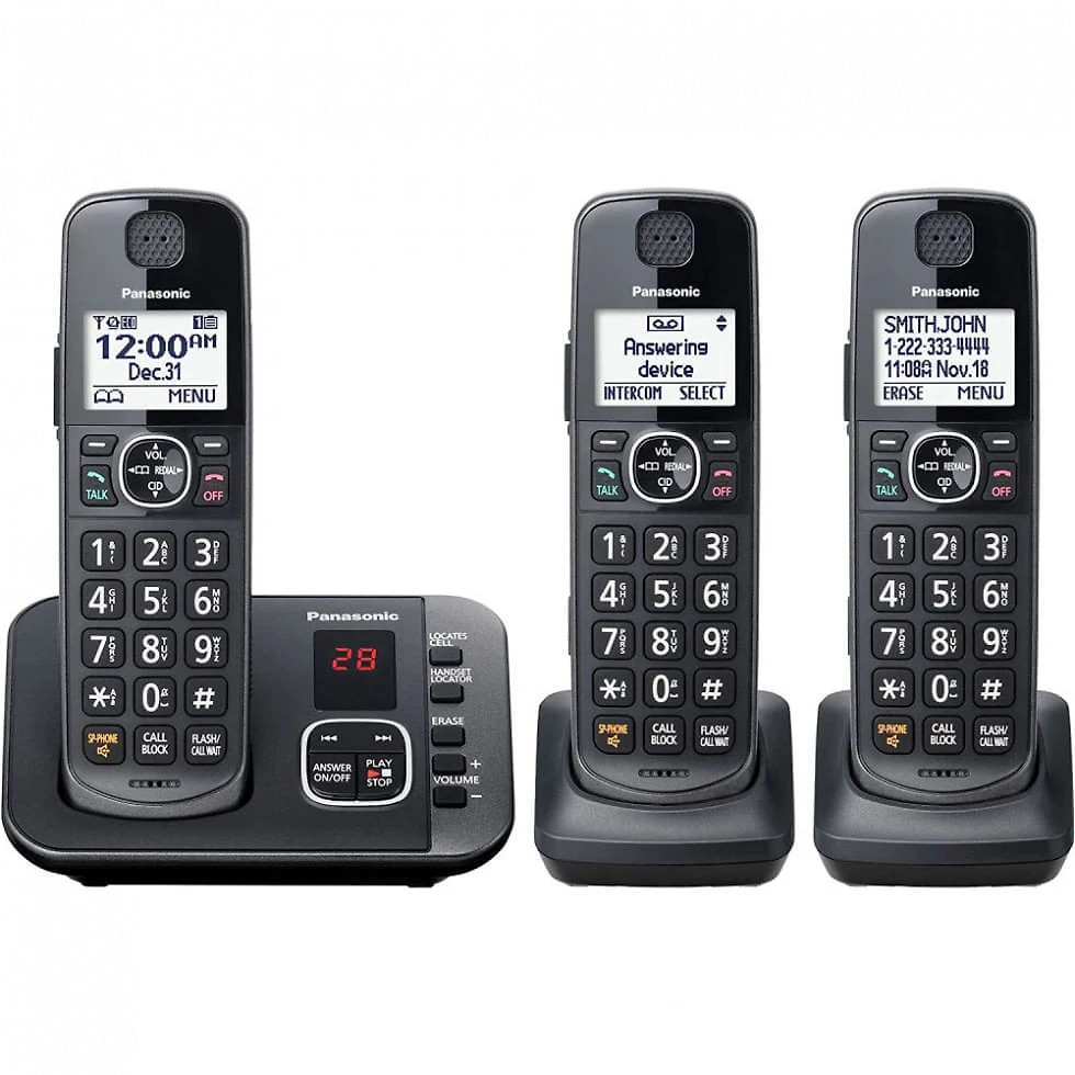 Sistema de Telefone sem Fio com Bloqueio de Máquina de Atendimento e Chamada, 3 Aparelhos, Panasonic
