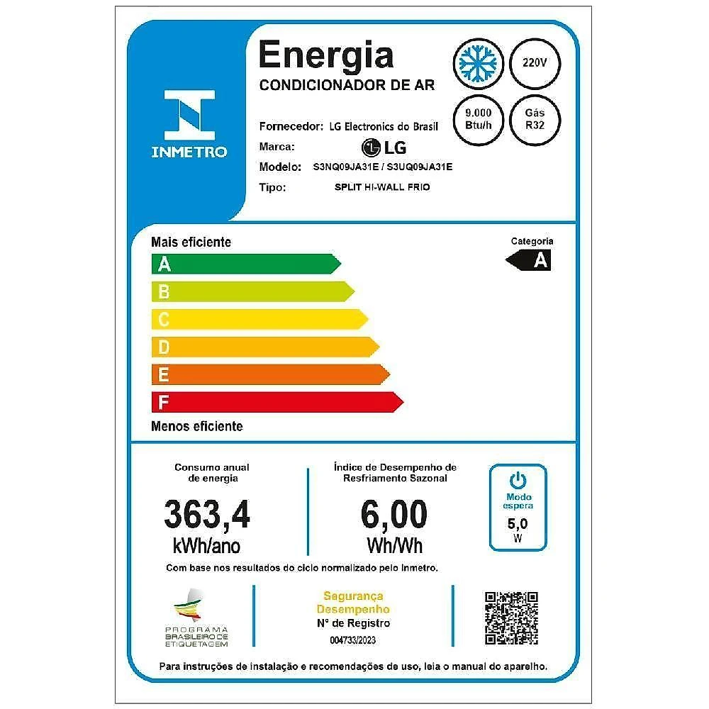 Ar condicionado split lg ai smart inverter voice 9000 btus frio 220v s3-q09ja31e