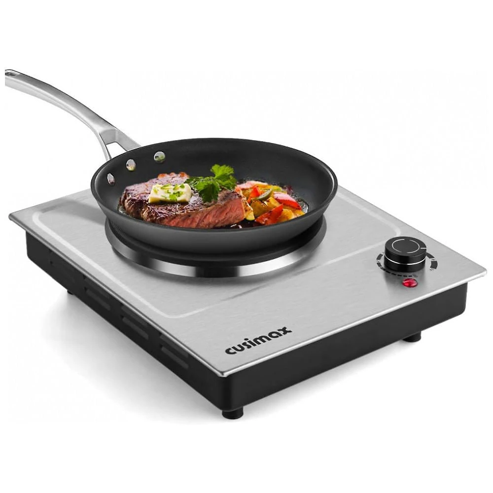 Cooktop Elétric Portátil de Bancada com 1 Queimador, Aço Inoxidável, 110V 1500W, Cusimax, Prata