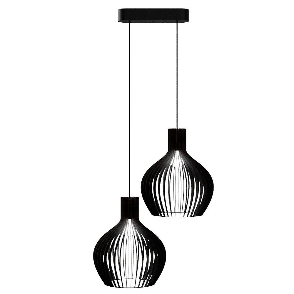 Luminária de Teto Pendente Kazan em MDF Preta Bivolt 100W para 1 Lâmpada Lenobre