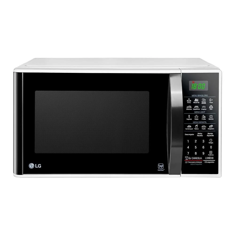 Forno de micro-ondas lg 30 litros ms3091 com função limpa fácil e descongelamento uniforme - preto e branco