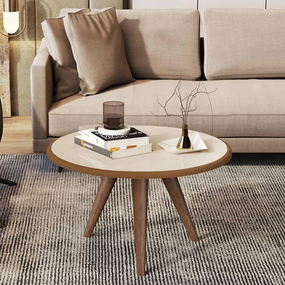 Mesa De Centro Tampo Redondo 52x33cm Grazy Off White-freijó