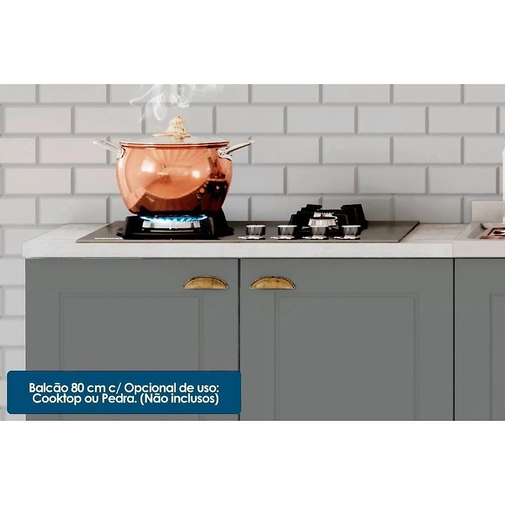 Cozinha Completa Henn 6 Peças 2 Portas 3 Gavetas MDF-MDP 120CM Cinza