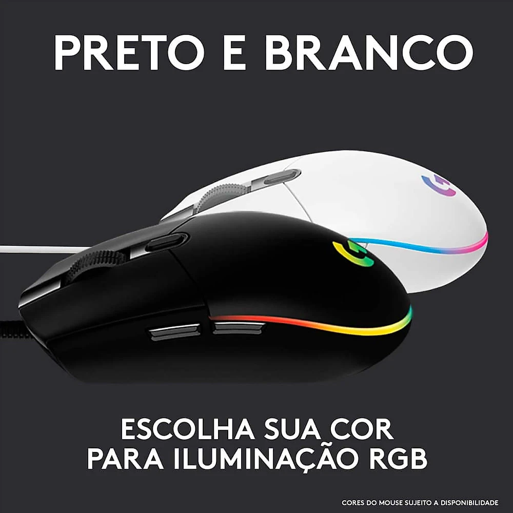 Mouse Gamer G203 Lightsync RGB 6 Botões Até 8.000 DPI Logitech