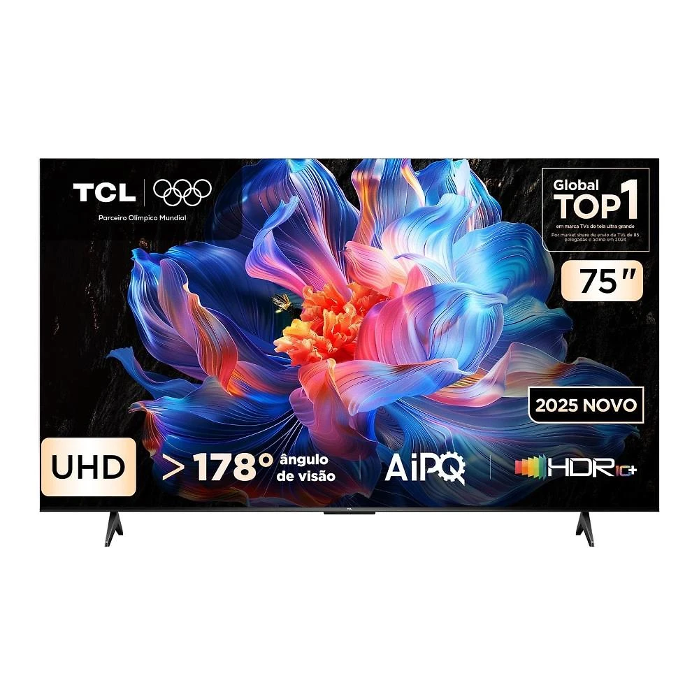 Smart tv 75" 4k tcl 75p6k google tv hdr10+ processador aipq