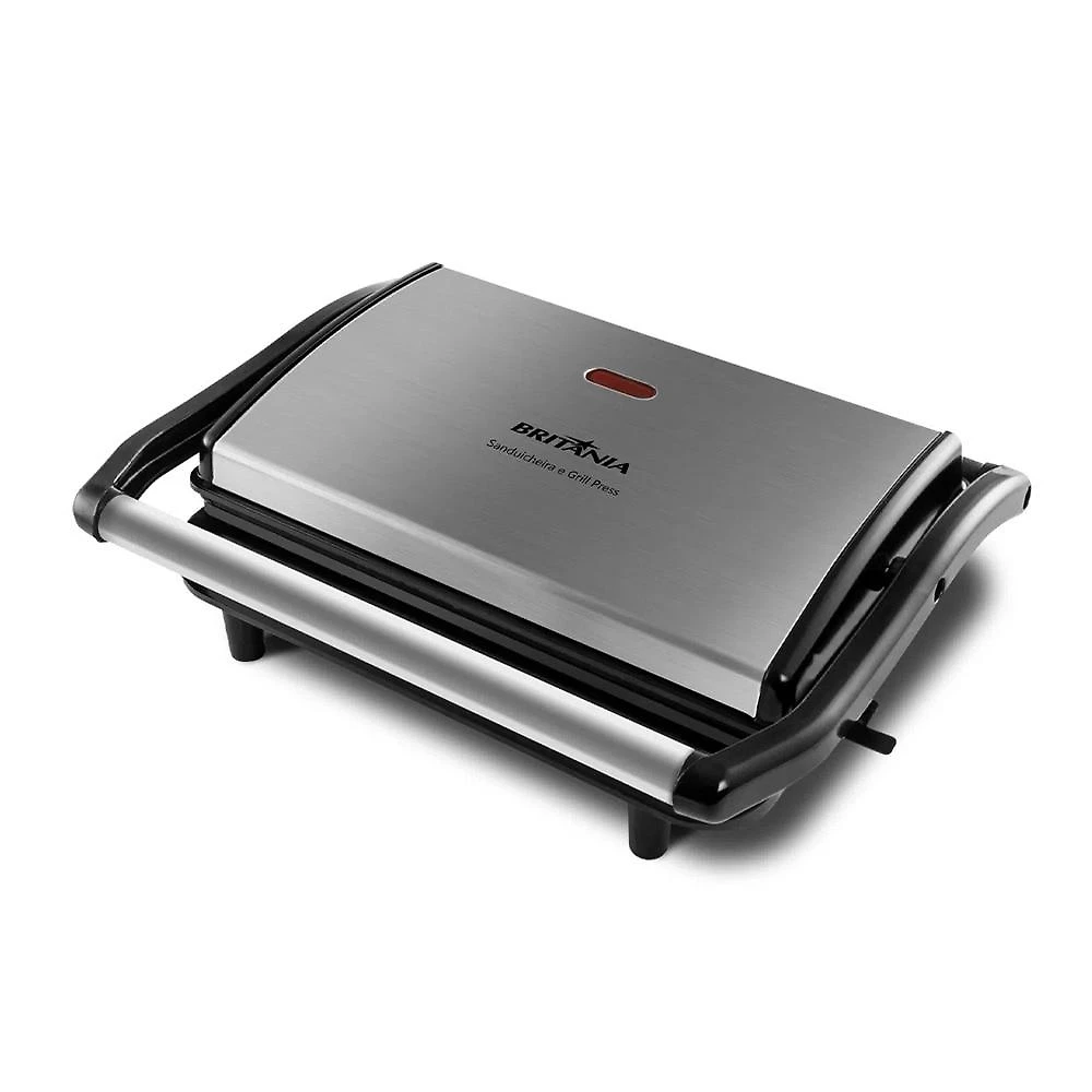 Sanduicheira Grill Britânia Press BGR27I Antiaderente Inox, 110 Volts