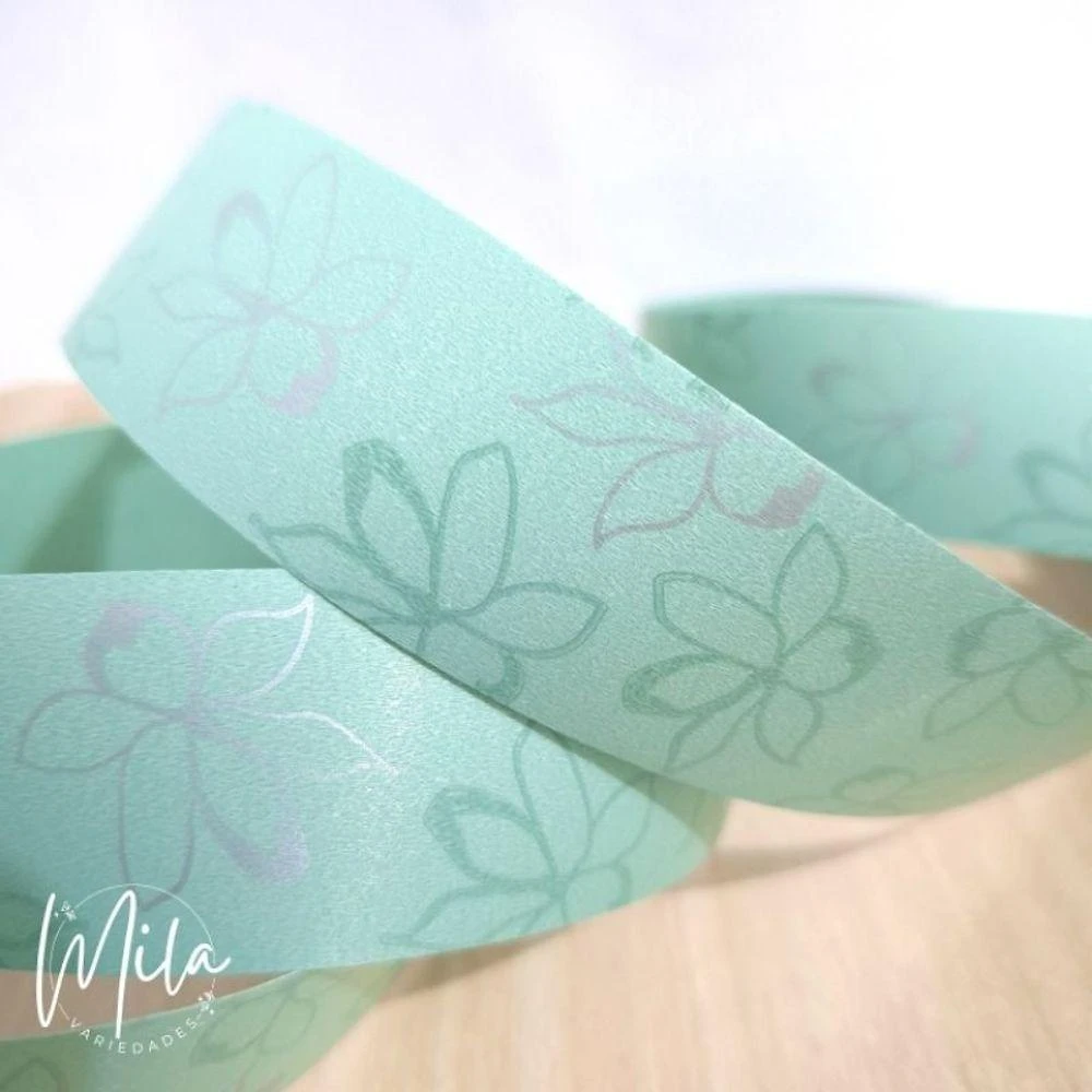 Fita Decorada para Laço Xingó Albano Polietileno 32mm X 10m Fiori Mint OEM