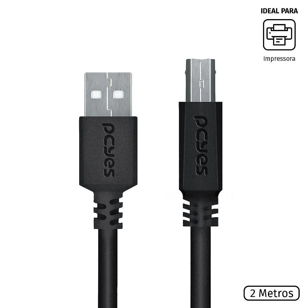 Cabo USB 2.0 a para USB B 2M para Conexão Rápida e Estável com Cobre Puro Pcyes