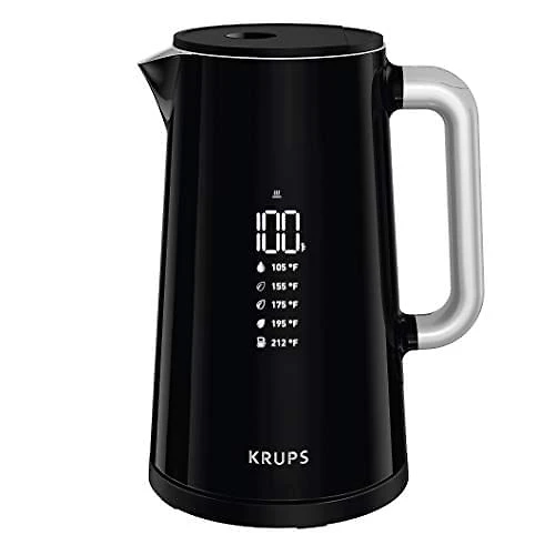 KRUPS BW801852 Cafeteira Chaleira Elétrica Sem Fio 7 Xícaras 17 Litros Interior Inoxidável Cor Preta