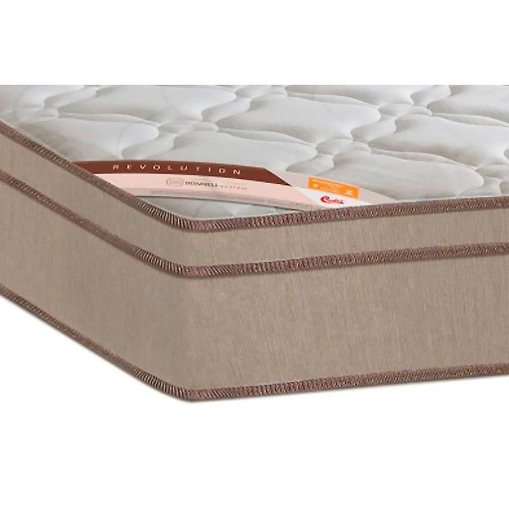 Cama Box com Colchão Solteiro Suede Black Euro Pillow Molas Bonnel Tecido Malha Bege Colchões Castor
