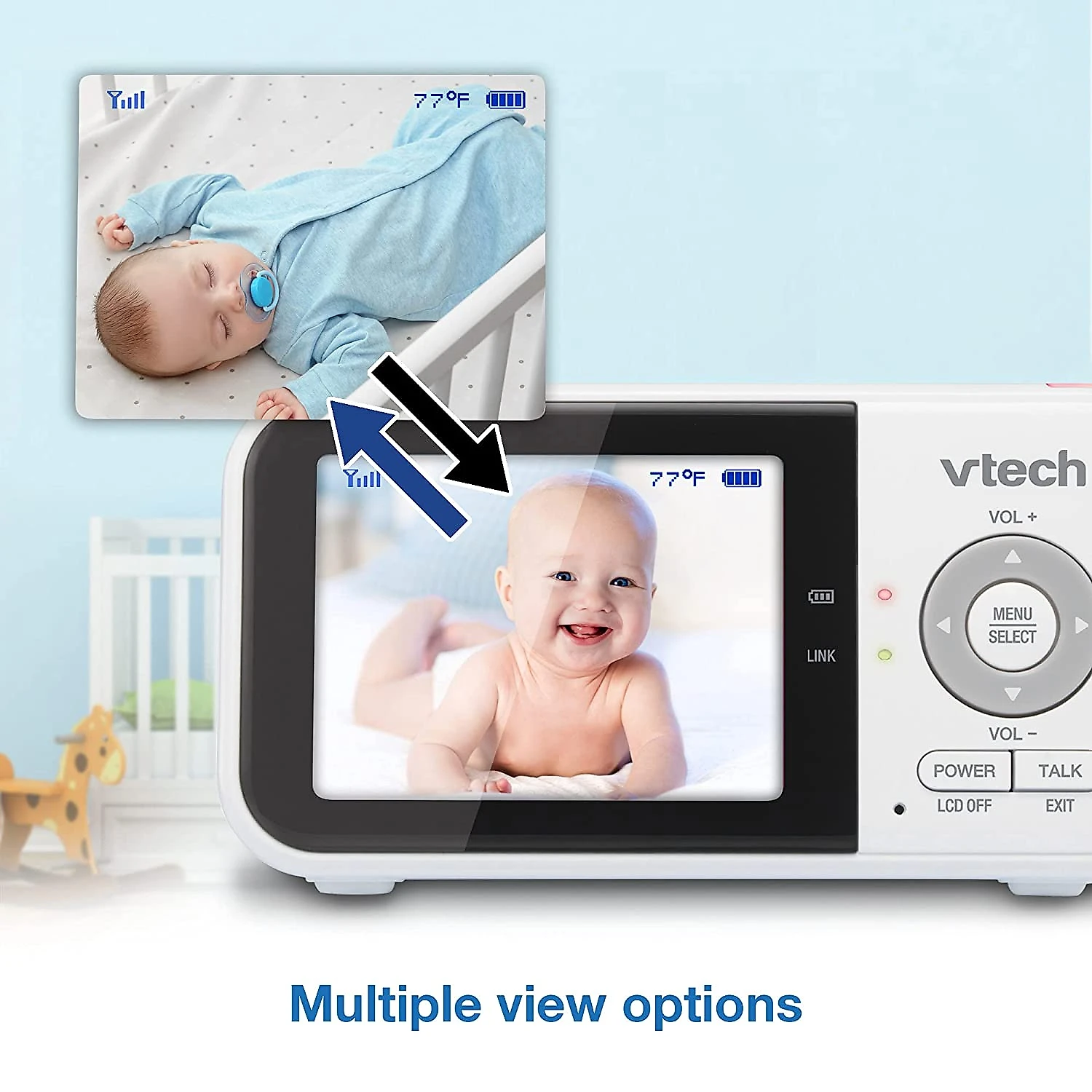 VTech VM8192 Babá Eletrônica Monitor com 2 Câmeras Sensor de Te mperatura19 H de Bateria Alcance de 304M
