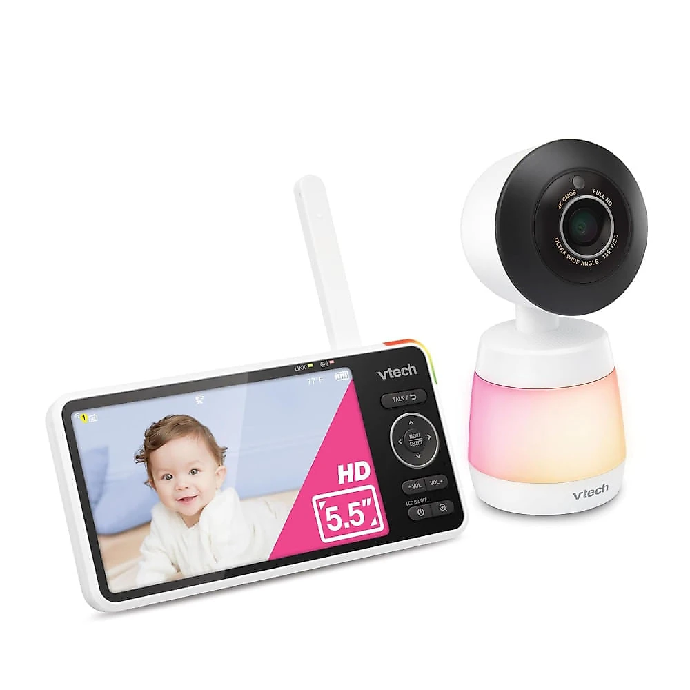 Smart WiFi Babá Eletrônica, Câmera 2K, Tela HD IPS, Visão Noturna Infravermelha, Pan-Tilt, Zoom 24x, Áudio Bidirecional, Luz Noturna,VTECH 110v