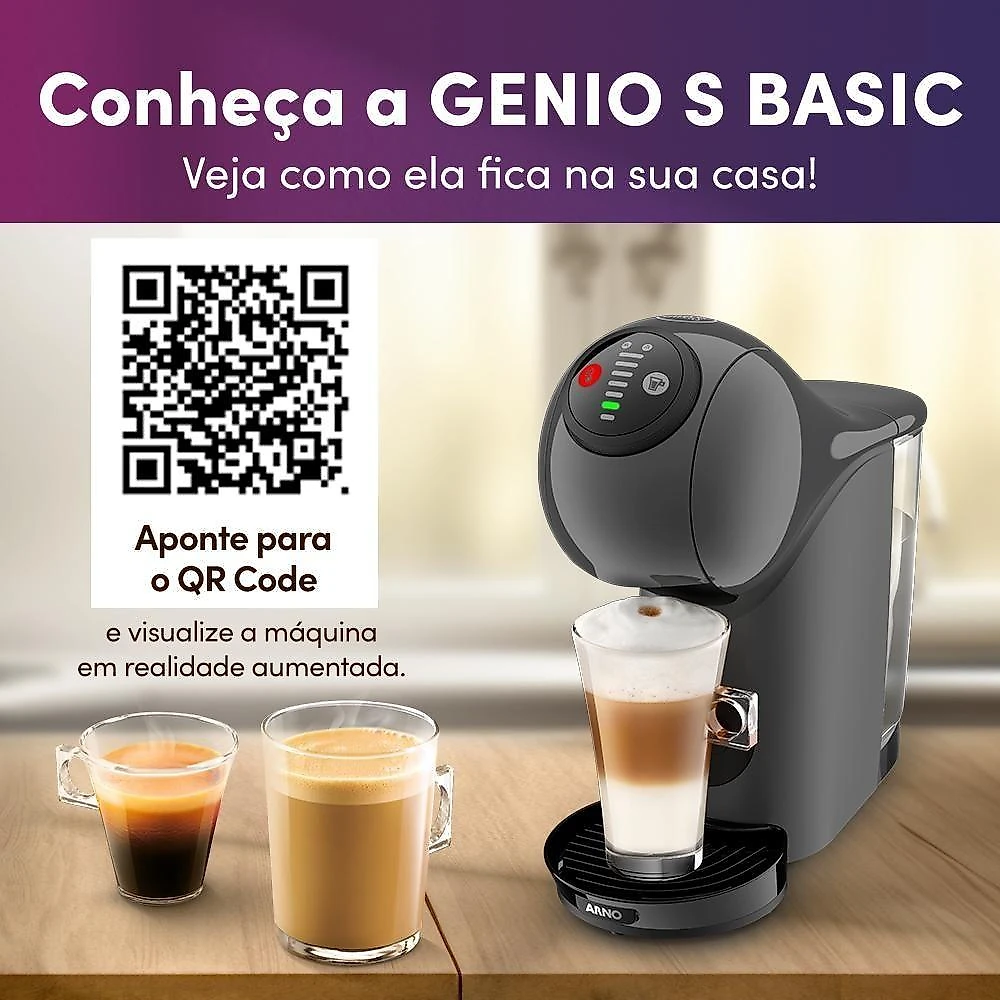 Kit Cafeteira Dolce Gusto Genio S Basic Grafite com Bebidas Kopenhagen 110V