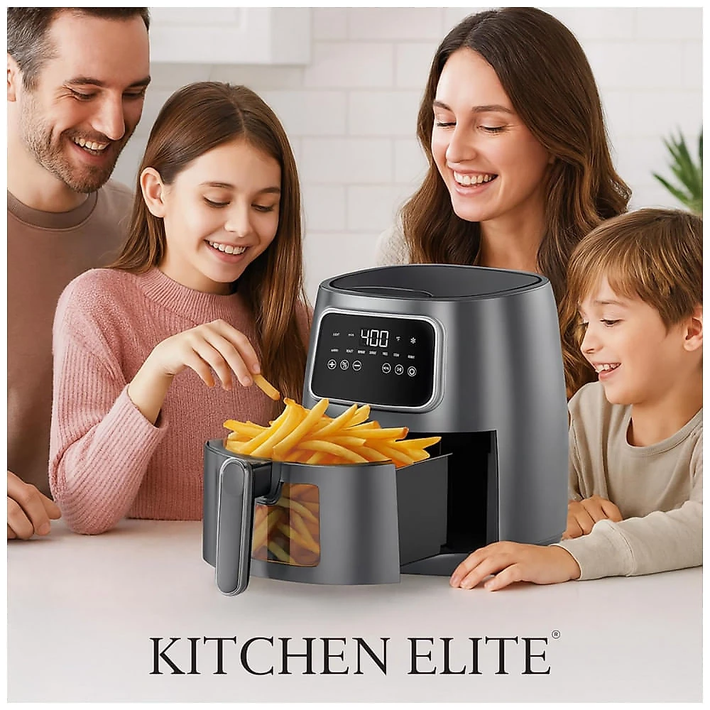 Fritadeira Elétrica Air Fryer Kitchen Elite Cinza 5,2L Digital 7 em 1 1500W 110V