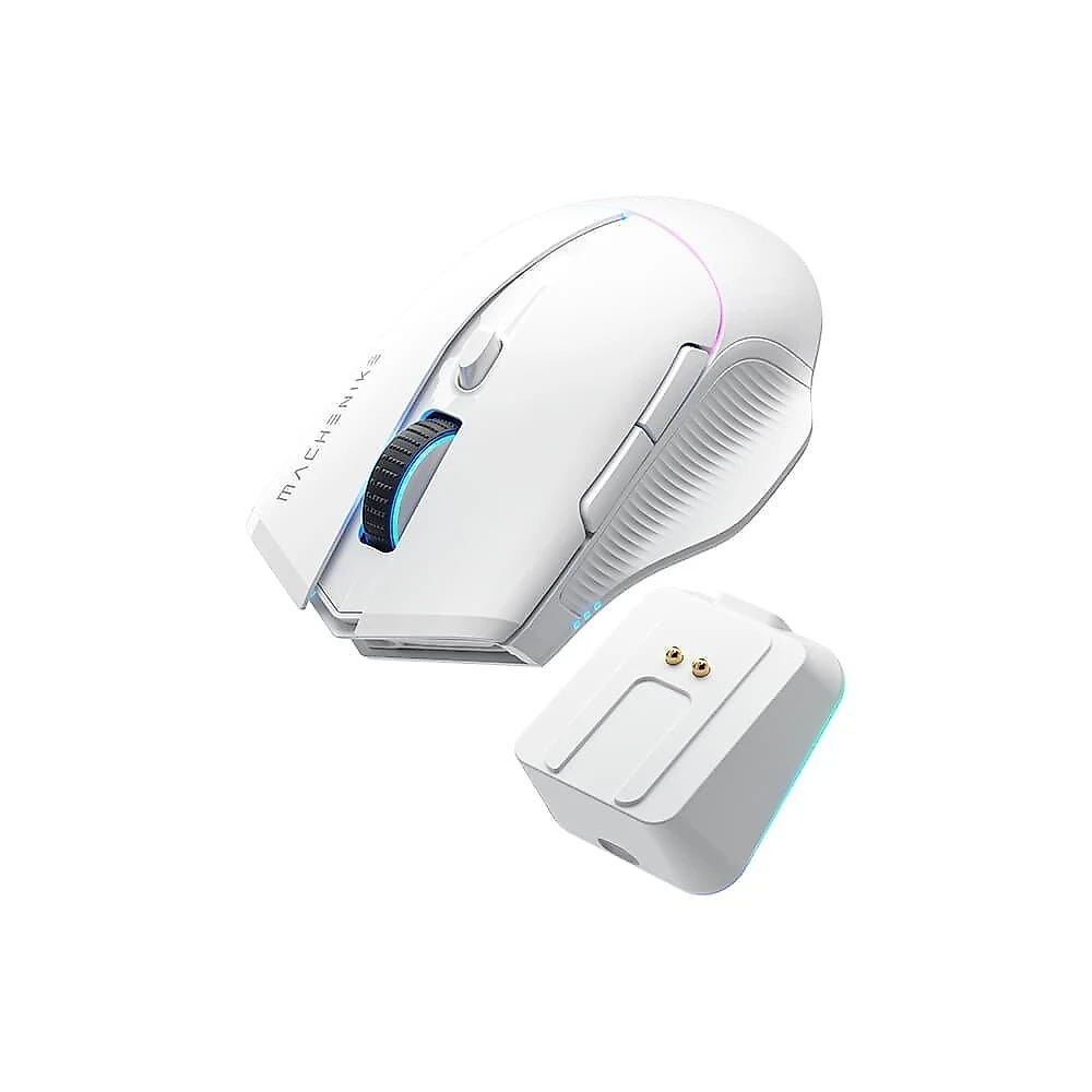 Mouse gamer Machenike L8 pro, RGB, Support 8K, 2.4GHz Wireles + DOCK RGB, Carregamento Sem Fio, Branco - JJ02G3006