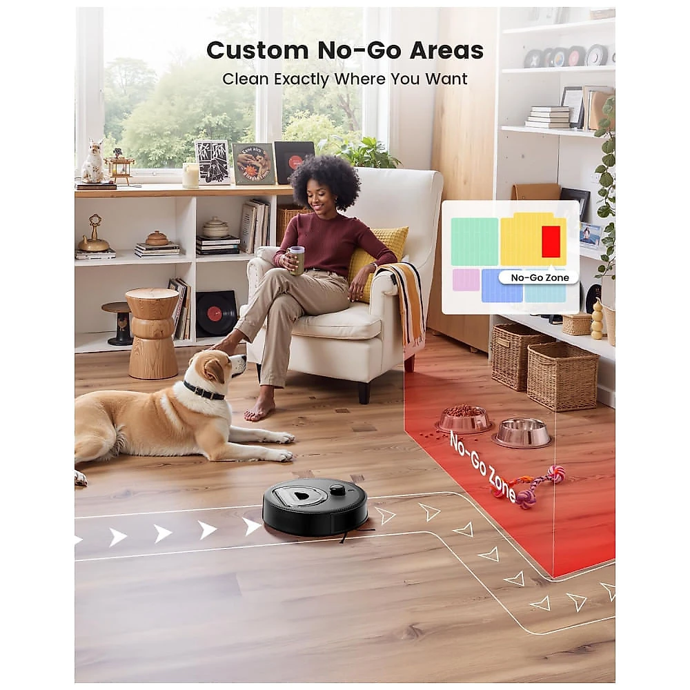 Robô Aspirador Lefant M330 Pro LiDAR Preto 2 em 1 com Mapeamento e Navegação Inteligente 150 Min