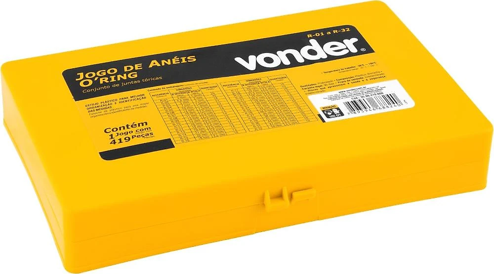 Jogo de anéis oring com 419 peças vonder