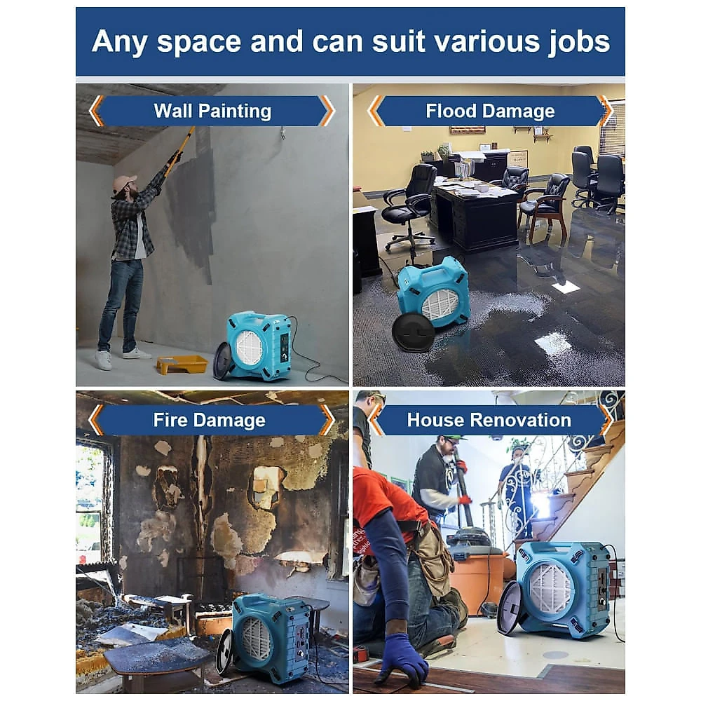 Purificador de Ar Industrial com Filtro HEPA Pro 870 com Filtragem de 3 Estágios, 115V, Alorair, Azul