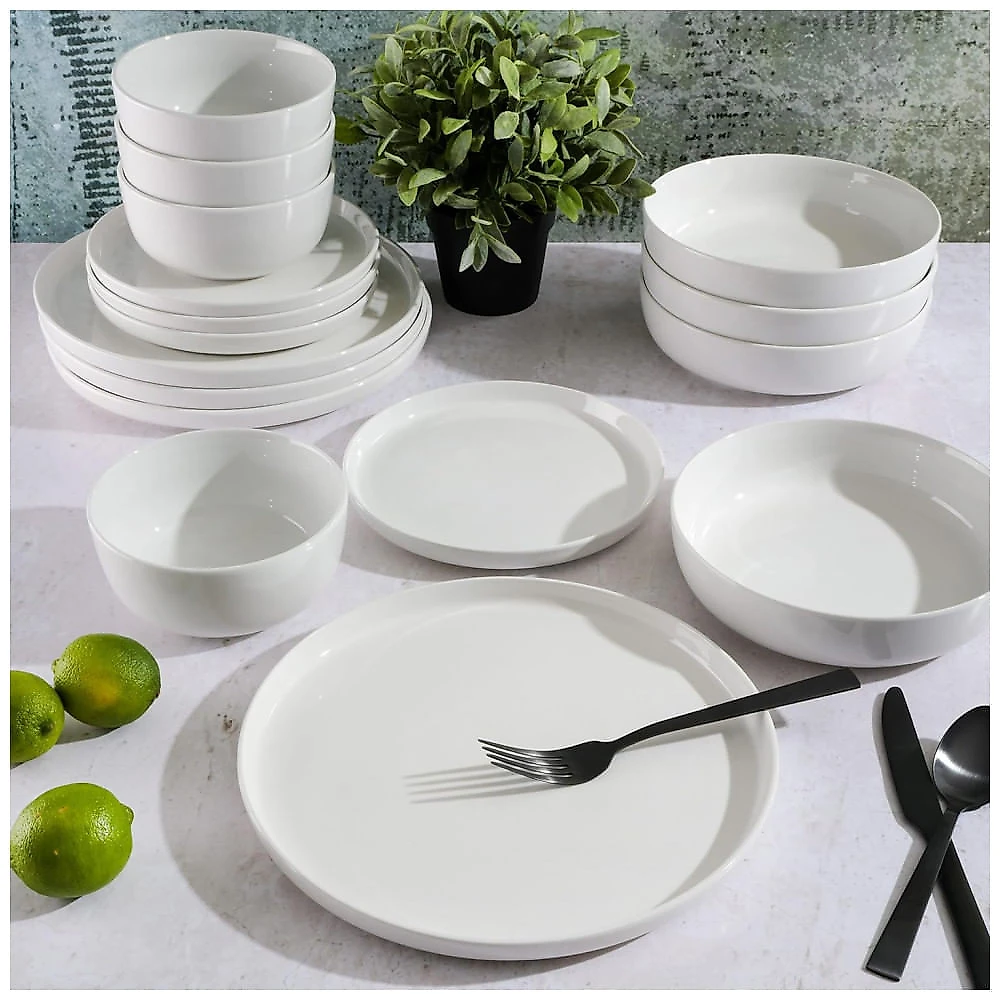 Aparelho de Jantar com 16 Peças de Porcelana Ideal para 4 Pessoas, Gibson Home Oslo, Branco