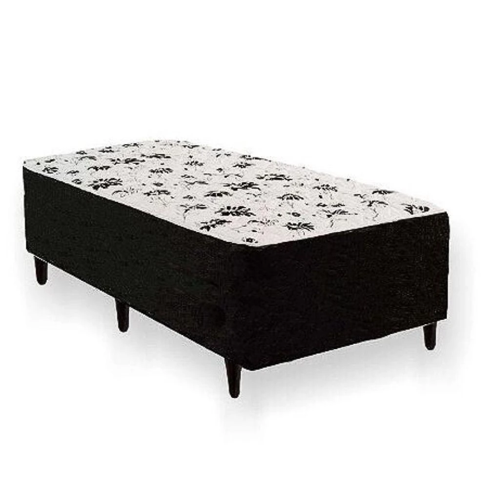 Cama Box Conjugada Solteiro Cama Conjugado Ortopédica Colchão Espuma Poliéster Preto