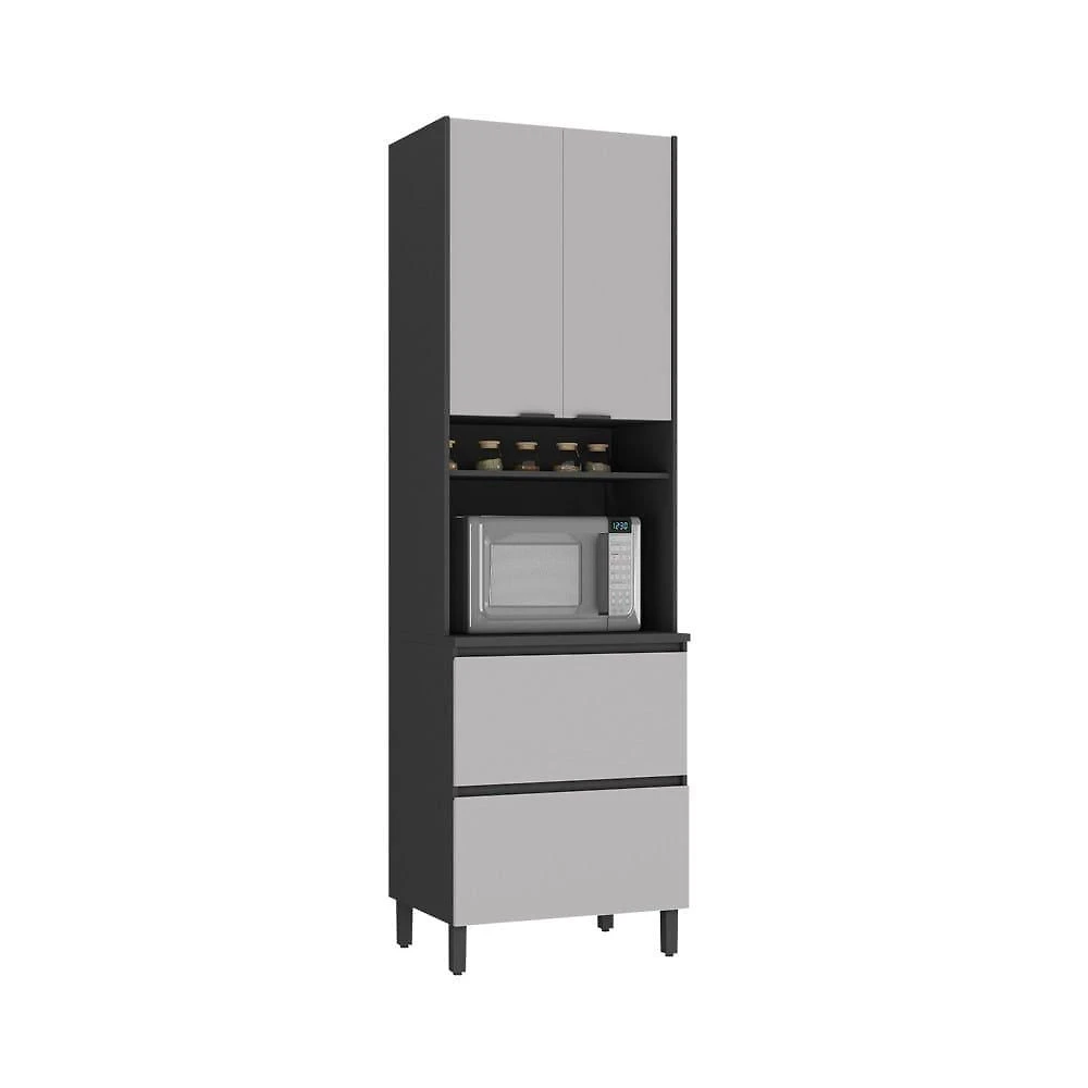 Paneleiro 3 Portas 1 Gaveta Nicho Forno 100% Mdf Lumina - Itatiaia Grafite-fendi