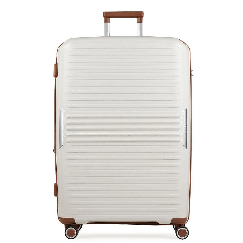 Mala grande 32 kg polipropileno 4 rodas malta branca/marrom branco - g