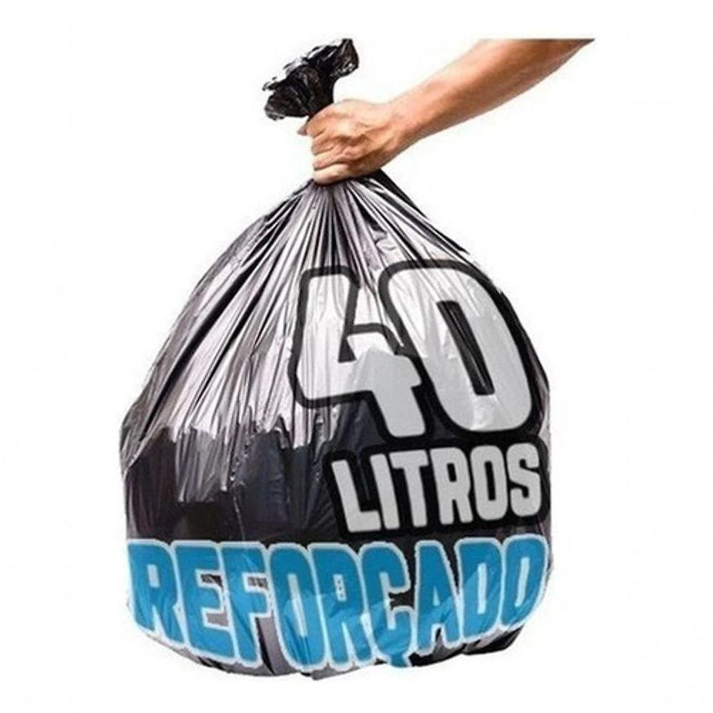 Kit 500 Sacos de Lixo 40L Reforçado para Descarte PRETO Higipack