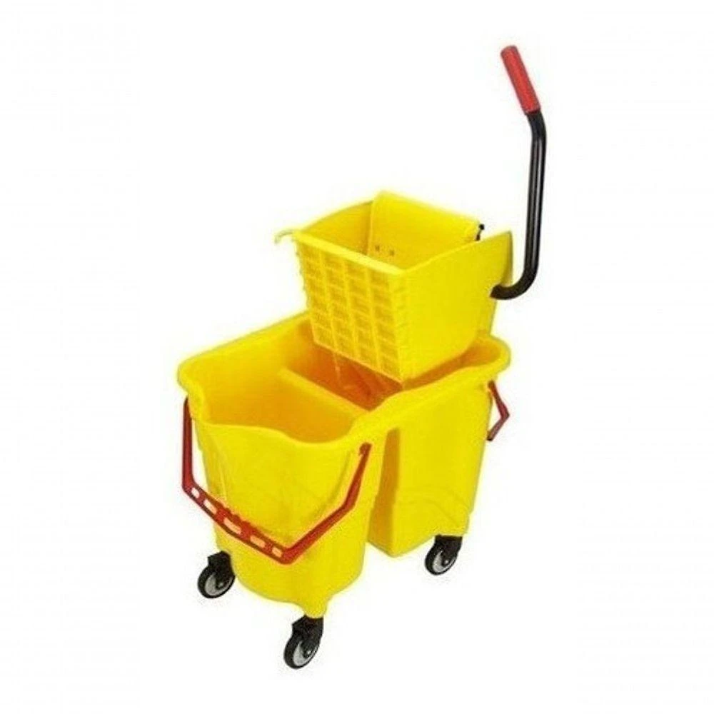 Carrinho Balde Espremedor para Mop com 2 Águas e Dreno Amarelo Premium Colchões