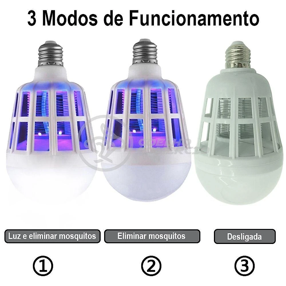 Lâmpada Luz Led Branco 15w Atrai Choque Mosquito