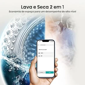 Lava e Seca Hisense 12kg/8kg WD3S12 Connect Wi-Fi Inverter Branca 110V