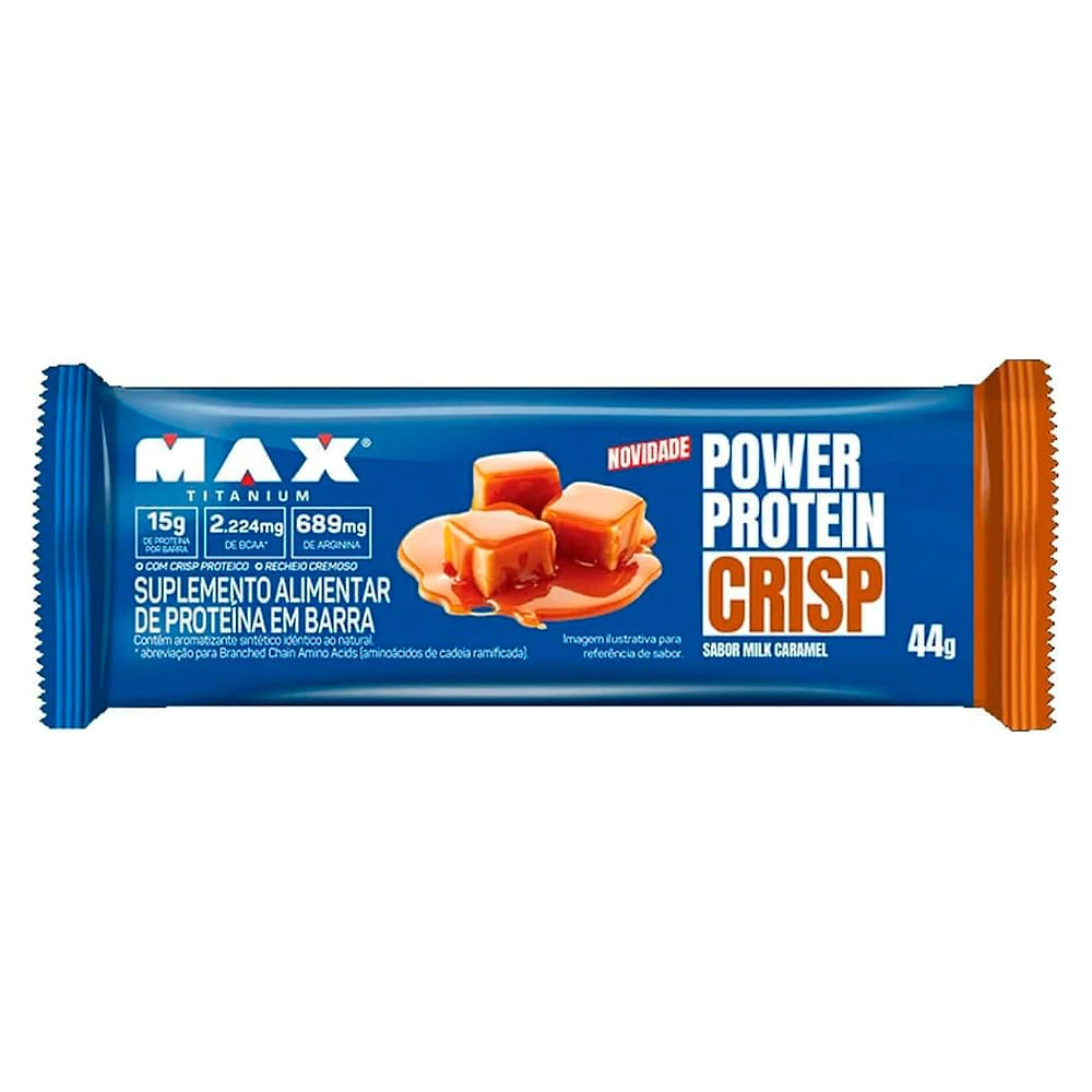 Barra de Proteína Power Protein Crisp Max Titanium com 15g de Proteína Sabor Milk Caramel 44g