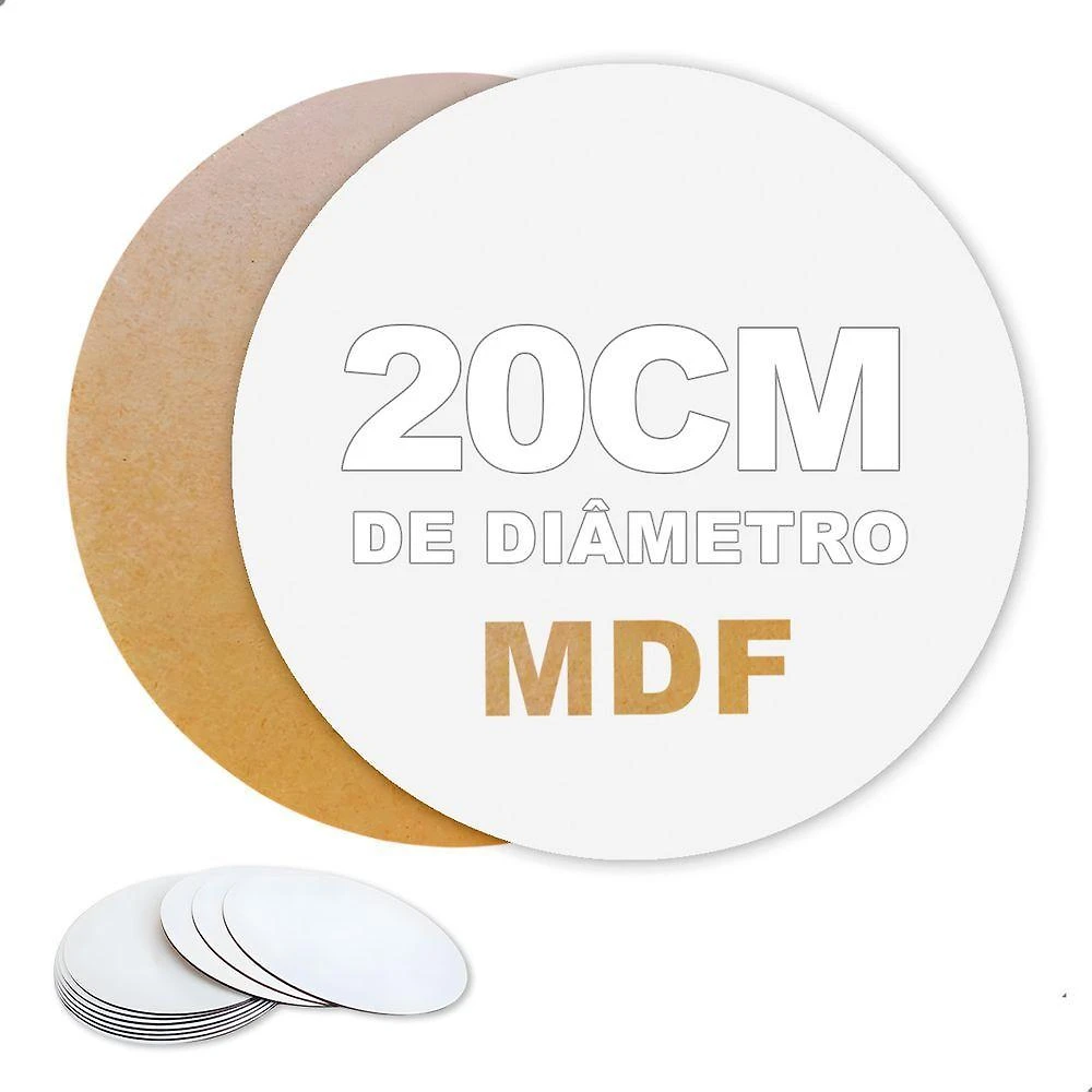 Base para Bolo Kit 10 Bases Redondas MDF Cru 20CM Amadeirado