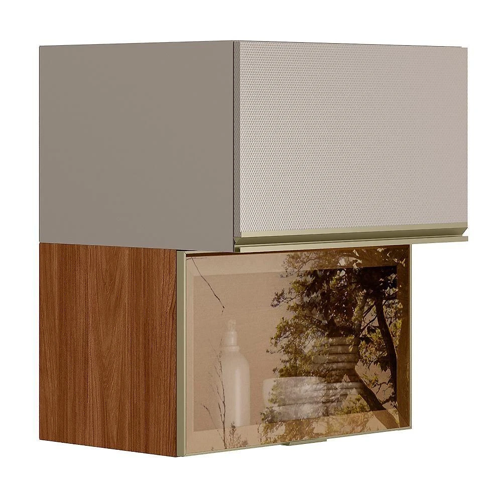 Armário Aéreo Proença D9260rf 60 Cm 2 Portas 1 Porta Reflecta Nogueira Nude Prime Tx - Demartêz