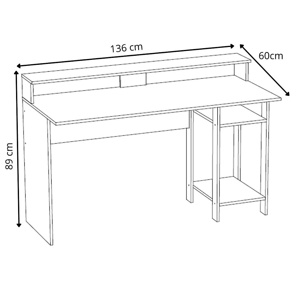 Miniatura Mesa Gamer para Computador 136cm Multimóveis CR25357 Grafite/Azul