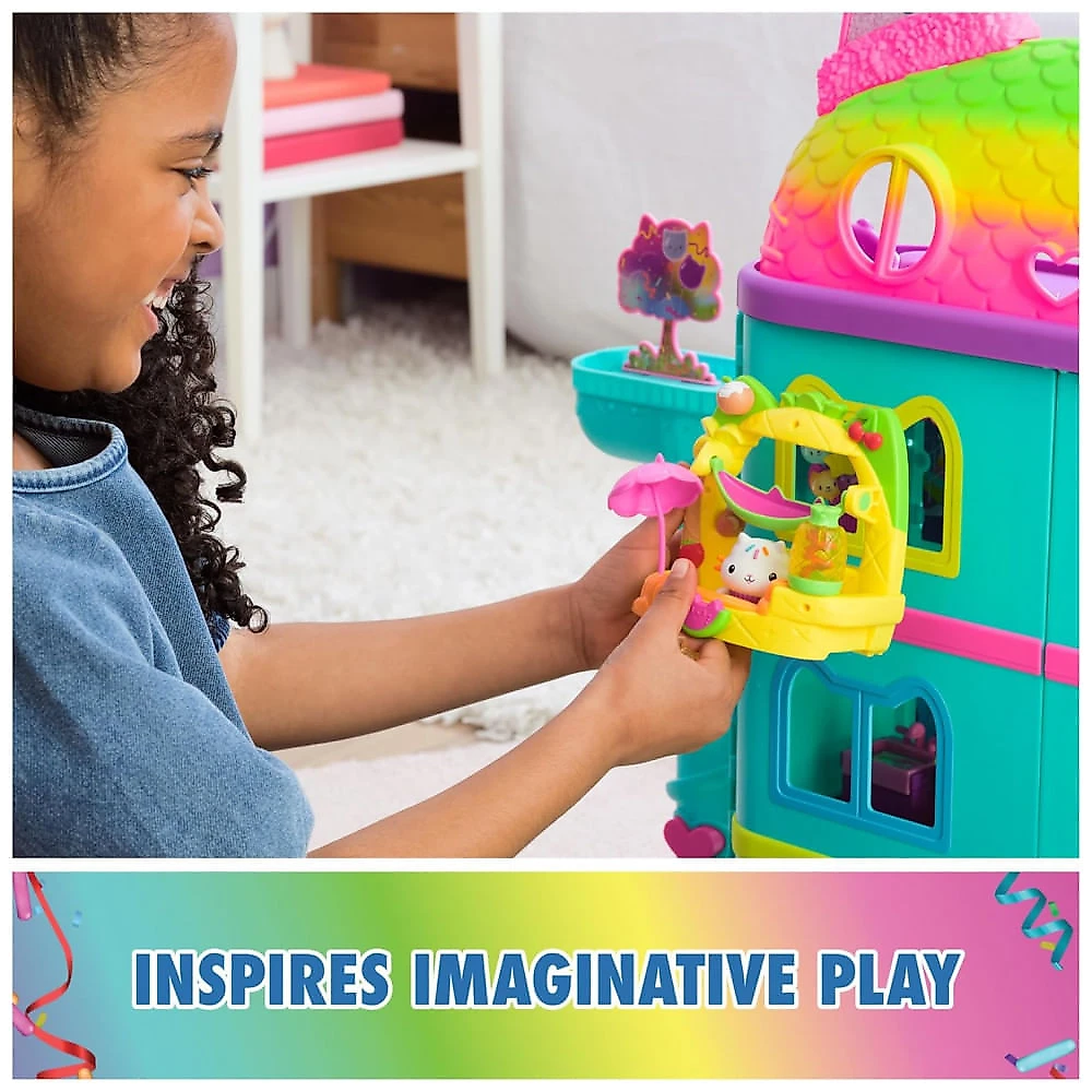 Playset Balcony Cakeys Fruit Smoothie da Casa de Bonecas da Gabby, 8 Peças com Figuras de Brinquedo, Acessórios de Casa de Bonecas para Brincadeira