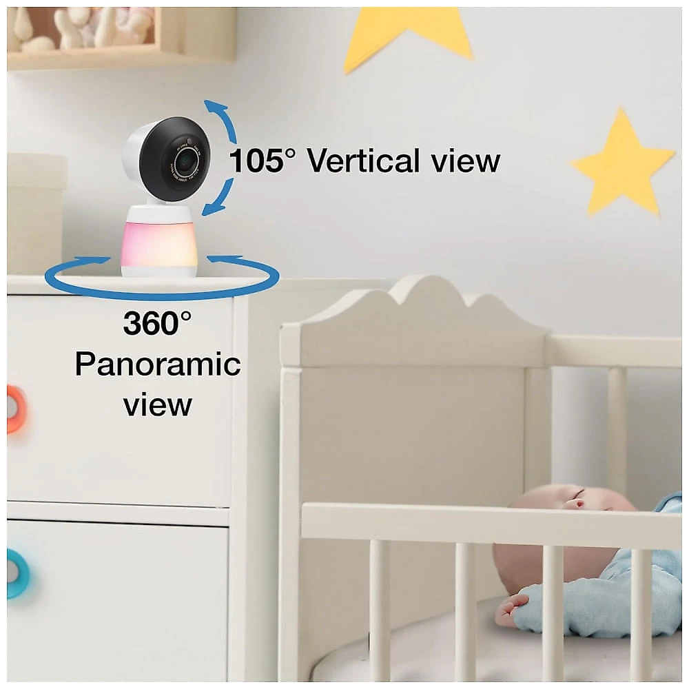 Babá Eletrônica Inteligente VTech com 2 Câmeras, WiFi, Vídeo Full HD 1080p, Aplicativo Gratuito, Detecção de Movimento e Som, Tela de 17 cm
