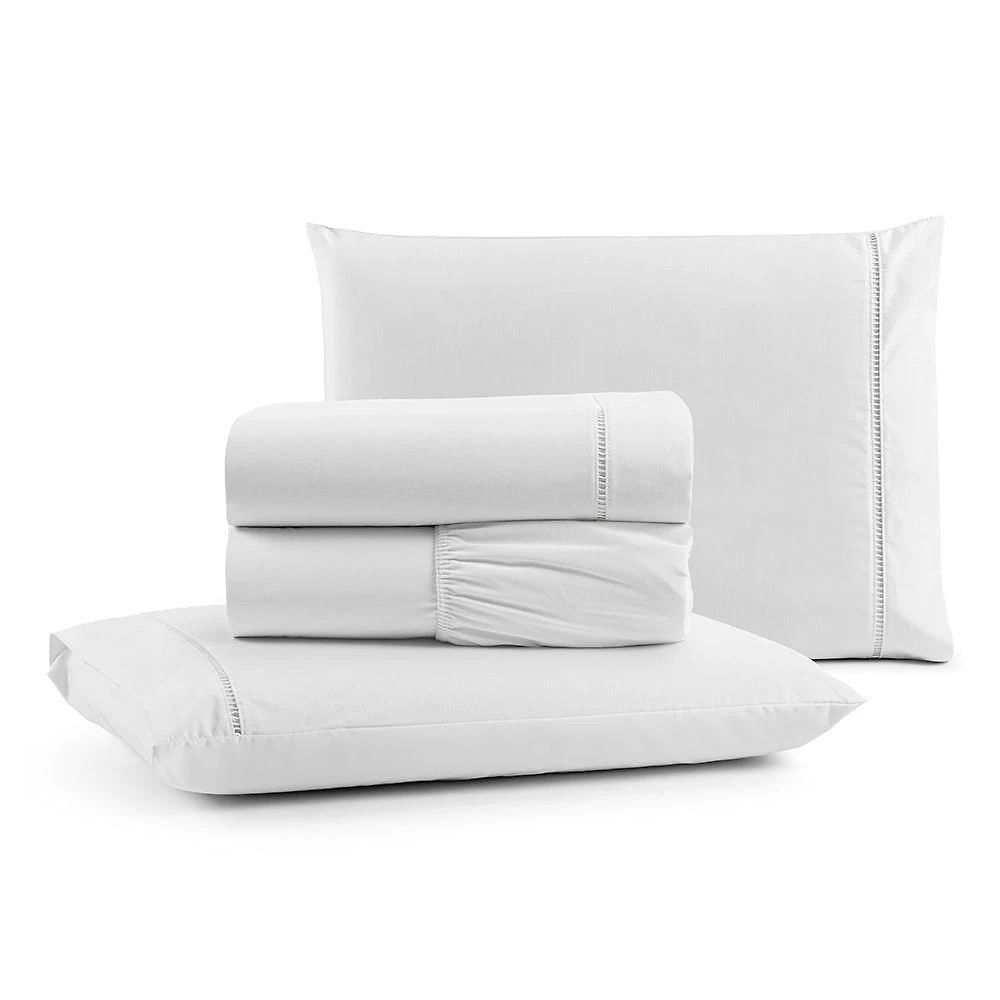 Jogo de Cama Egípcio Casal 4 Peças Micropercal 600 Fios Algodão Branco