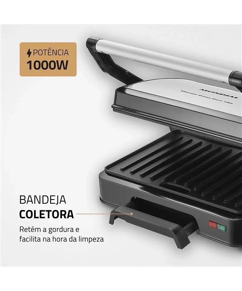 Grill Master Press Duo 180 Mondial Preto/Inox - PG-01-180 1000W