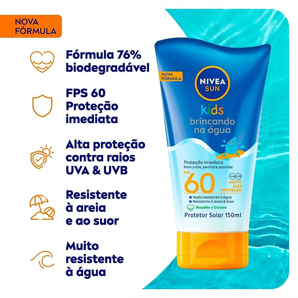 Nivea sun protetor solar kids brincando na Água fps 60 150ml