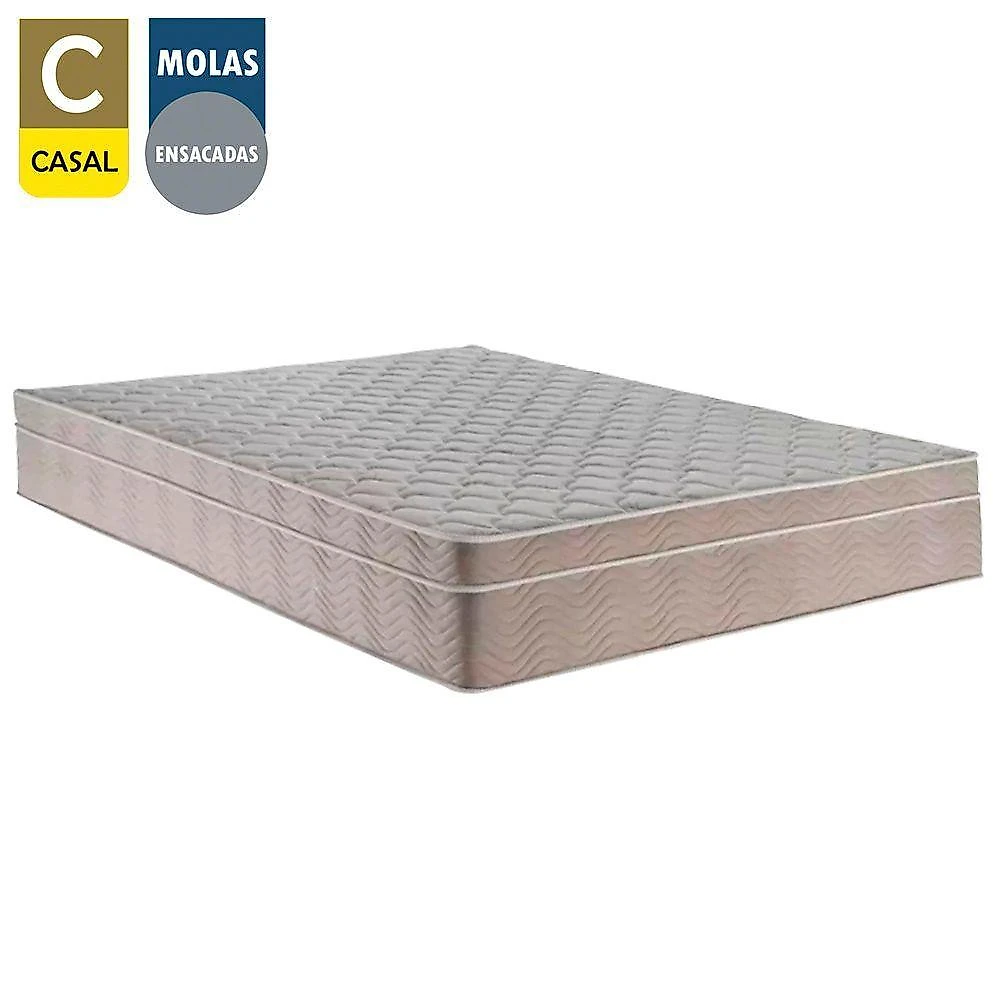 Cama Box Baú Casal Suede + Colchão Sereneprime Molas Ensacadas 138x188x69 Cor:marrom