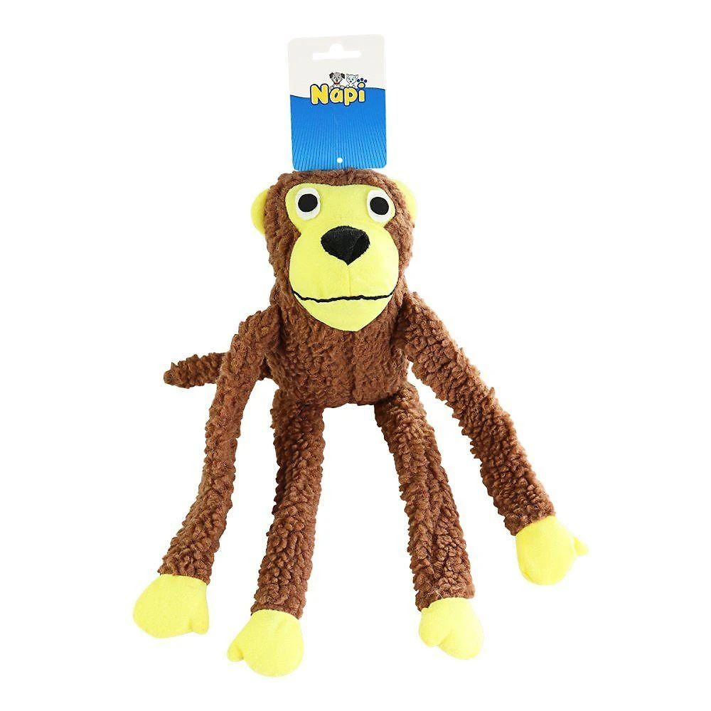 Brinquedo para Pets Napi Macaco Mordedor Grande para Cães Marrom em Poliéster e Algodão 55CM