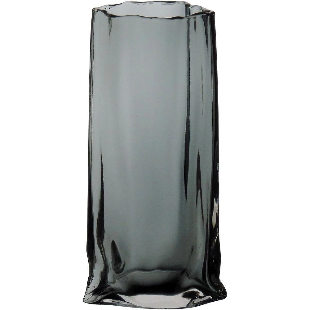 Vaso 30X15X10Cm Vidro Cinza