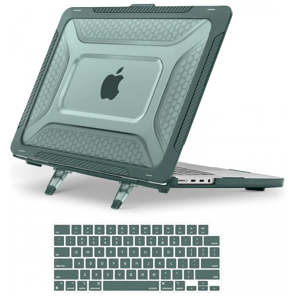 MOSISO Capa Rígida para MacBook Pro 16" 2025-2021, TPU Anti-Choque com Kickstand Dobrável e Teclado, Verde Esmeralda