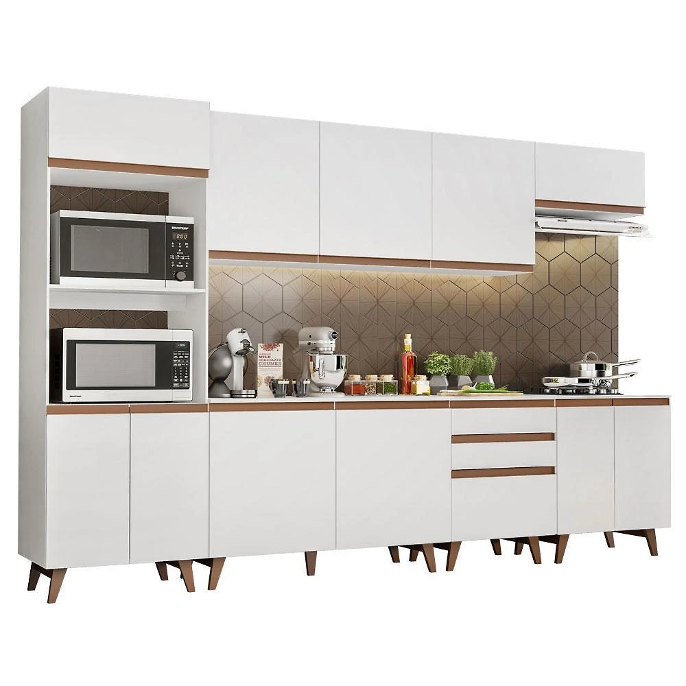 Cozinha completa madesa reims 320002 com armário e balcão - branco