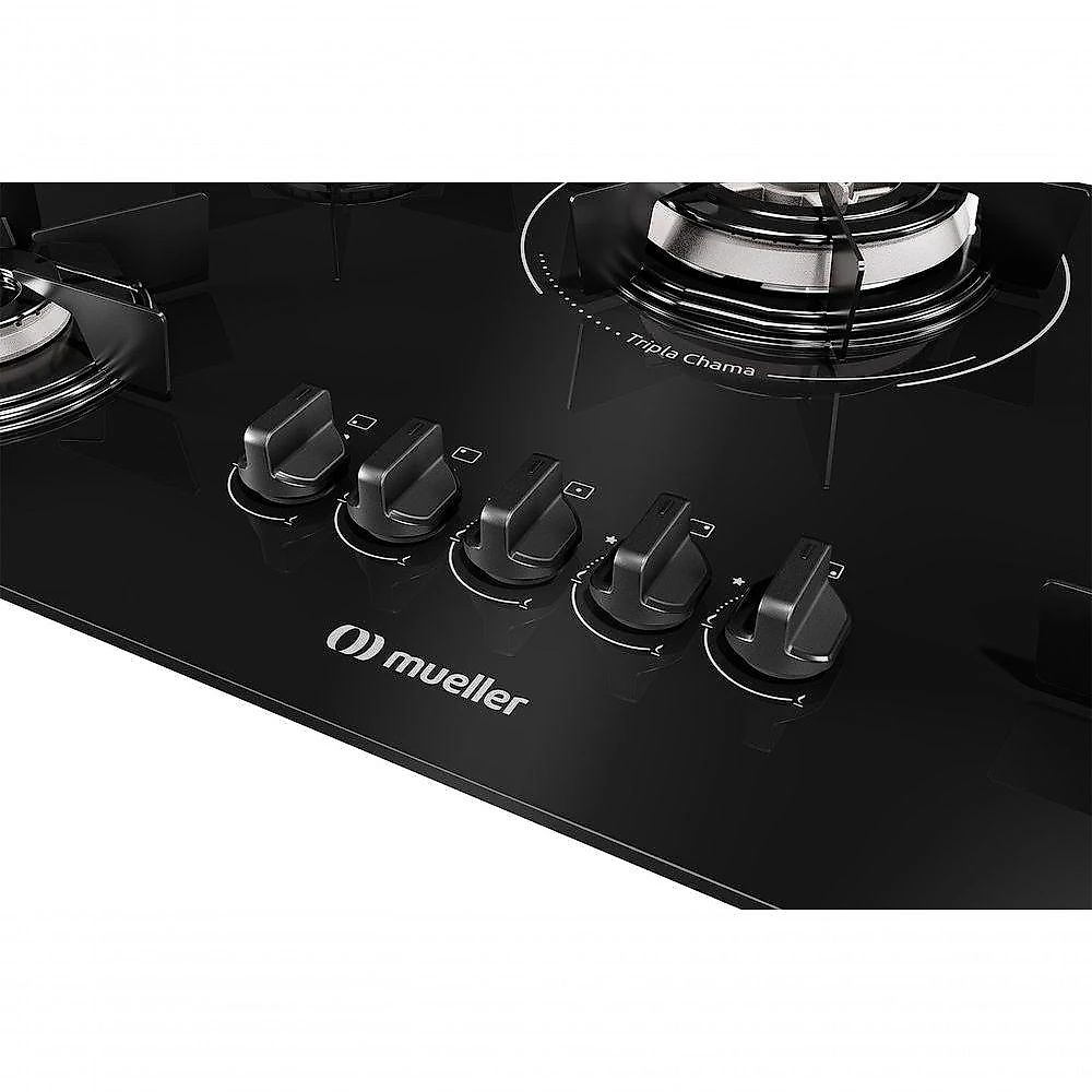Cooktop Mueller 5 Bocas Com Queimador Tripla Chama MCG5BC Bivolt
