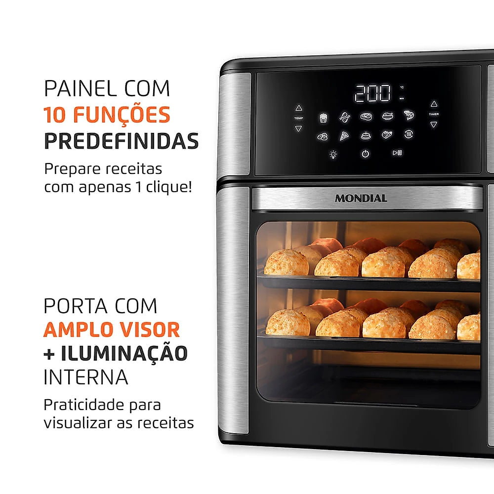 Fritadeira Elétrica Forno Oven 12L Mondial AFON-12L-BI 127V